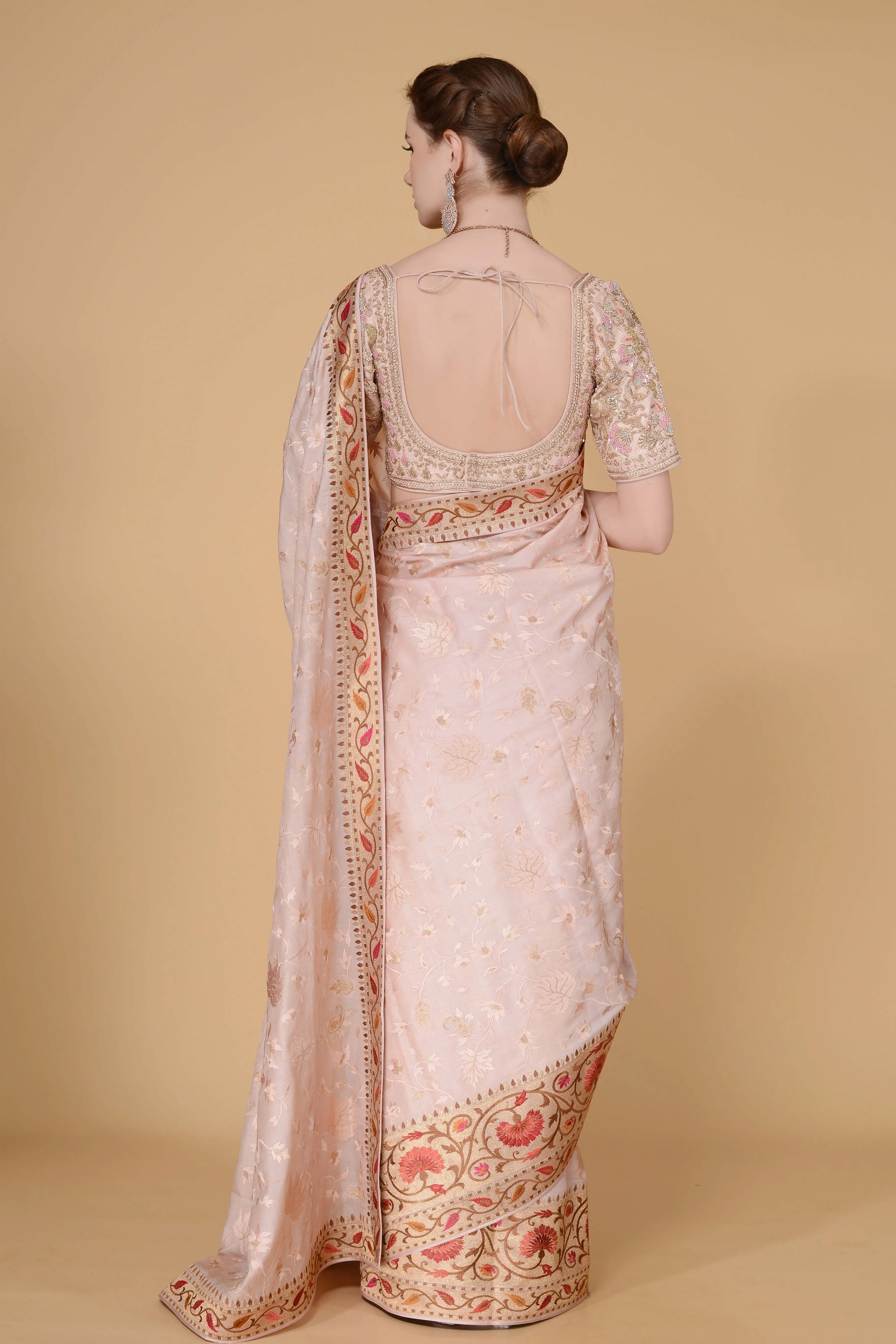 Blush Pale Pink Saree