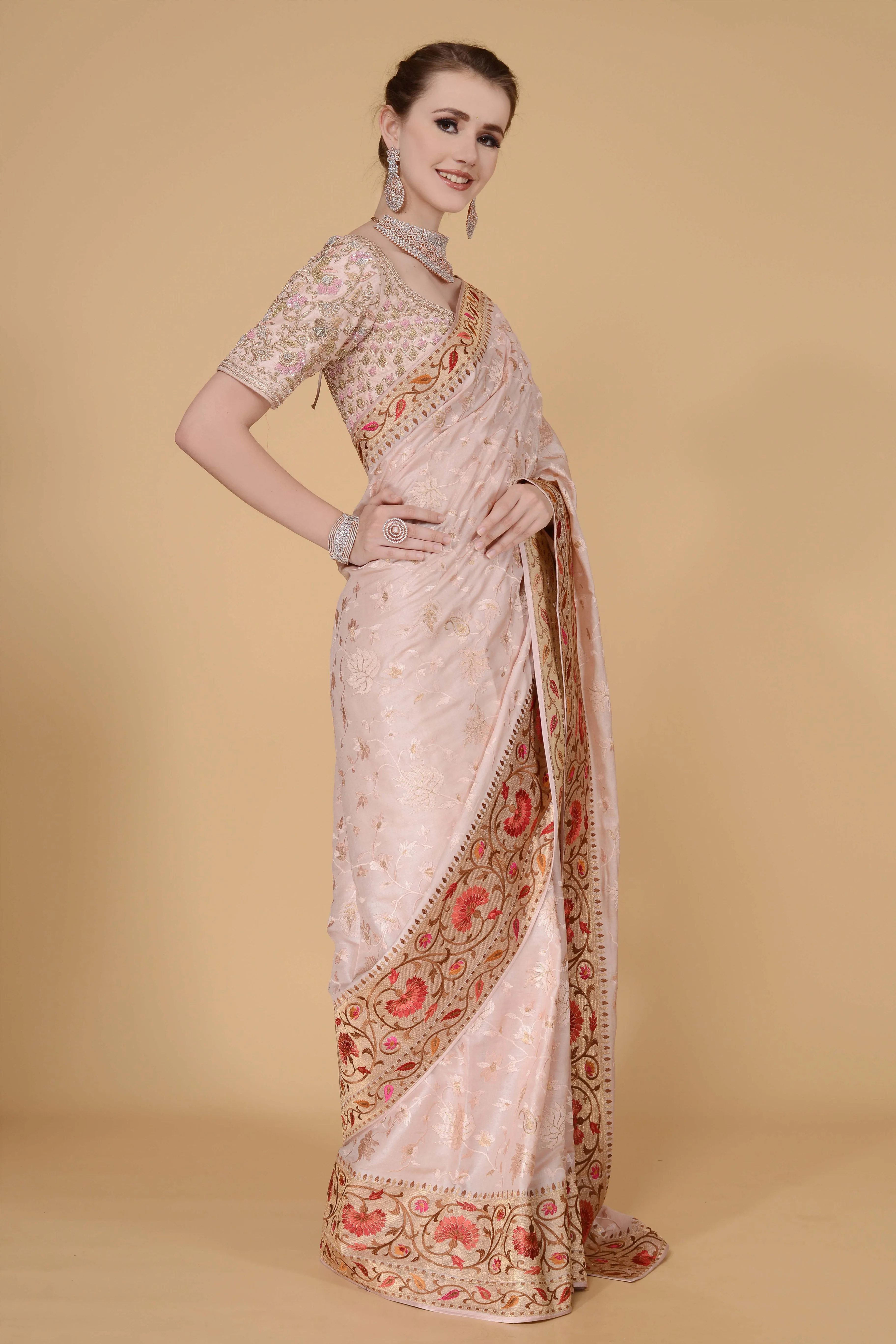 Blush Pale Pink Saree