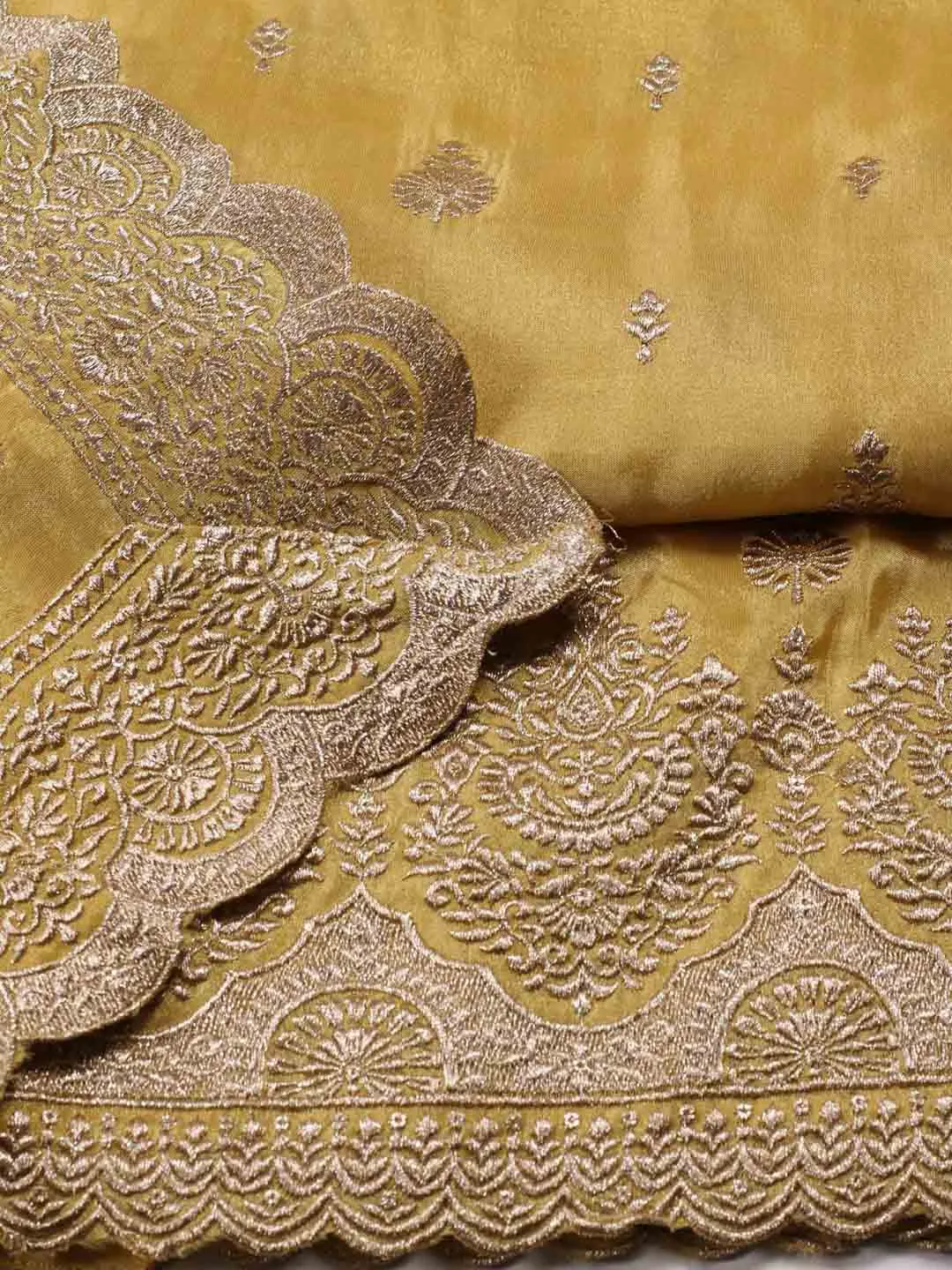 Border With Booti Embroidered Organza Unstitched Suit Piece With Dupatta