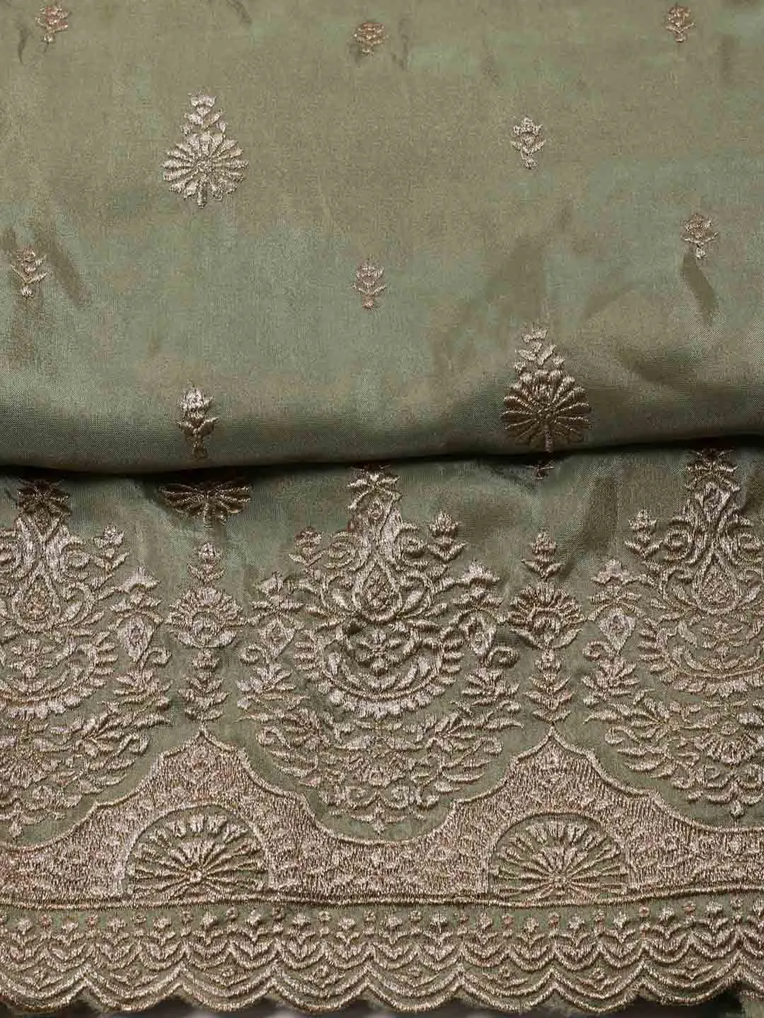 Border With Booti Embroidered Organza Unstitched Suit Piece With Dupatta