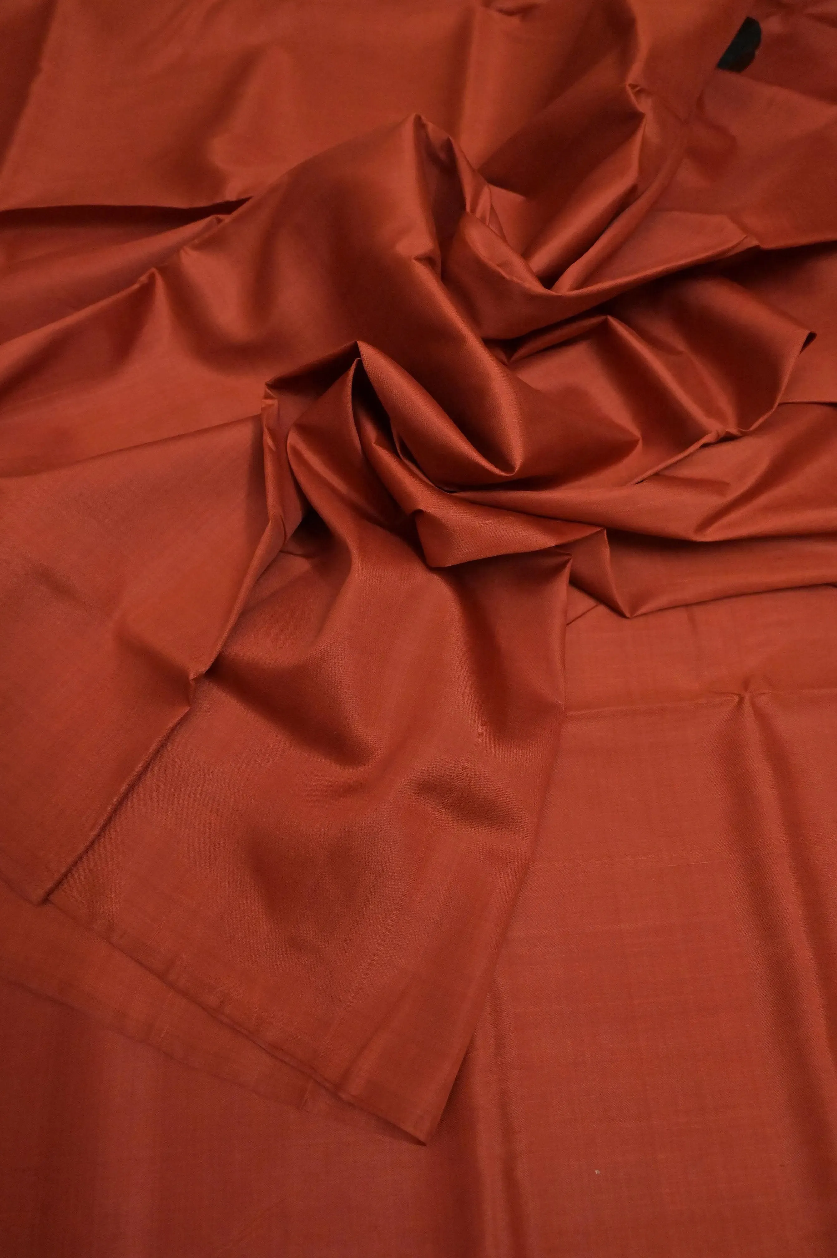 Brick Red Color Pure Bishnupur Silk Saree with Hand Batik Blouse Piece