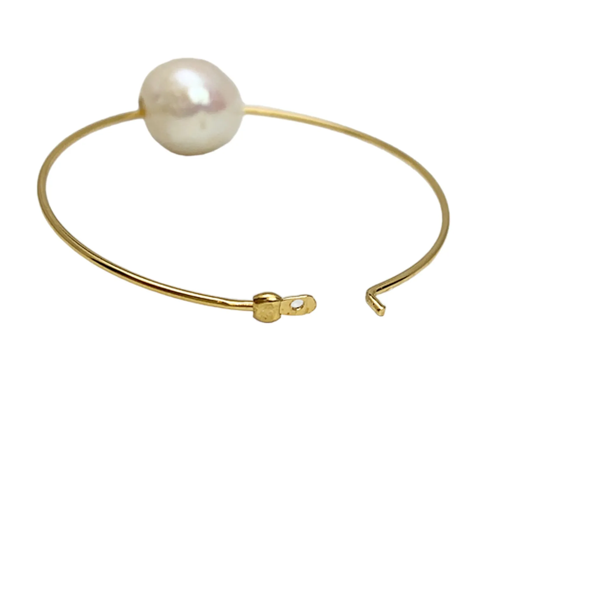 Chan Luu 1.50 Inch White Floating Pearl Hoops in Gold Plated