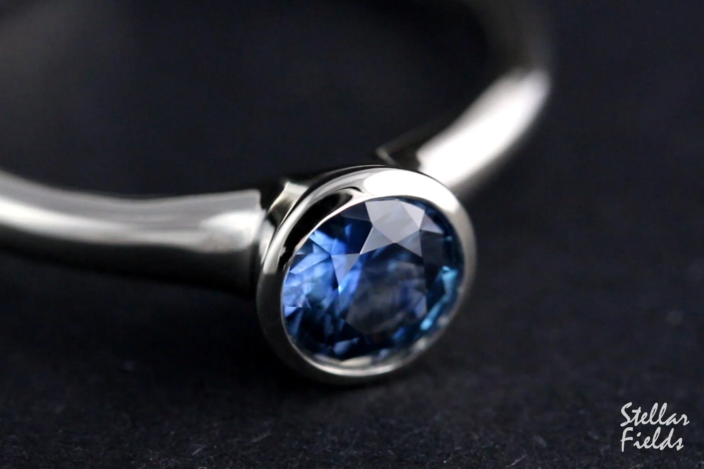 Cornflower Blue Montana Sapphire Bezel Engagement Ring Modern Minimal