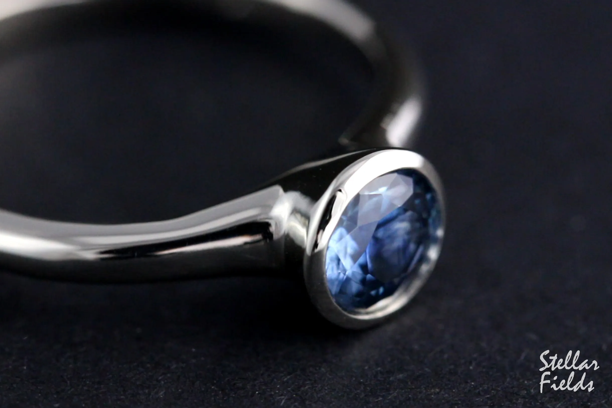 Cornflower Blue Montana Sapphire Bezel Engagement Ring Modern Minimal