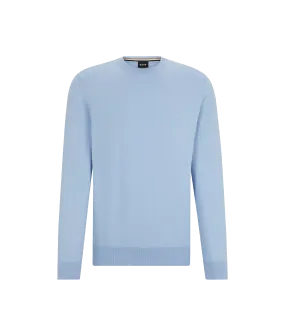 Crew-neck Sweater in Cotton With Embroidered Logo - Blue