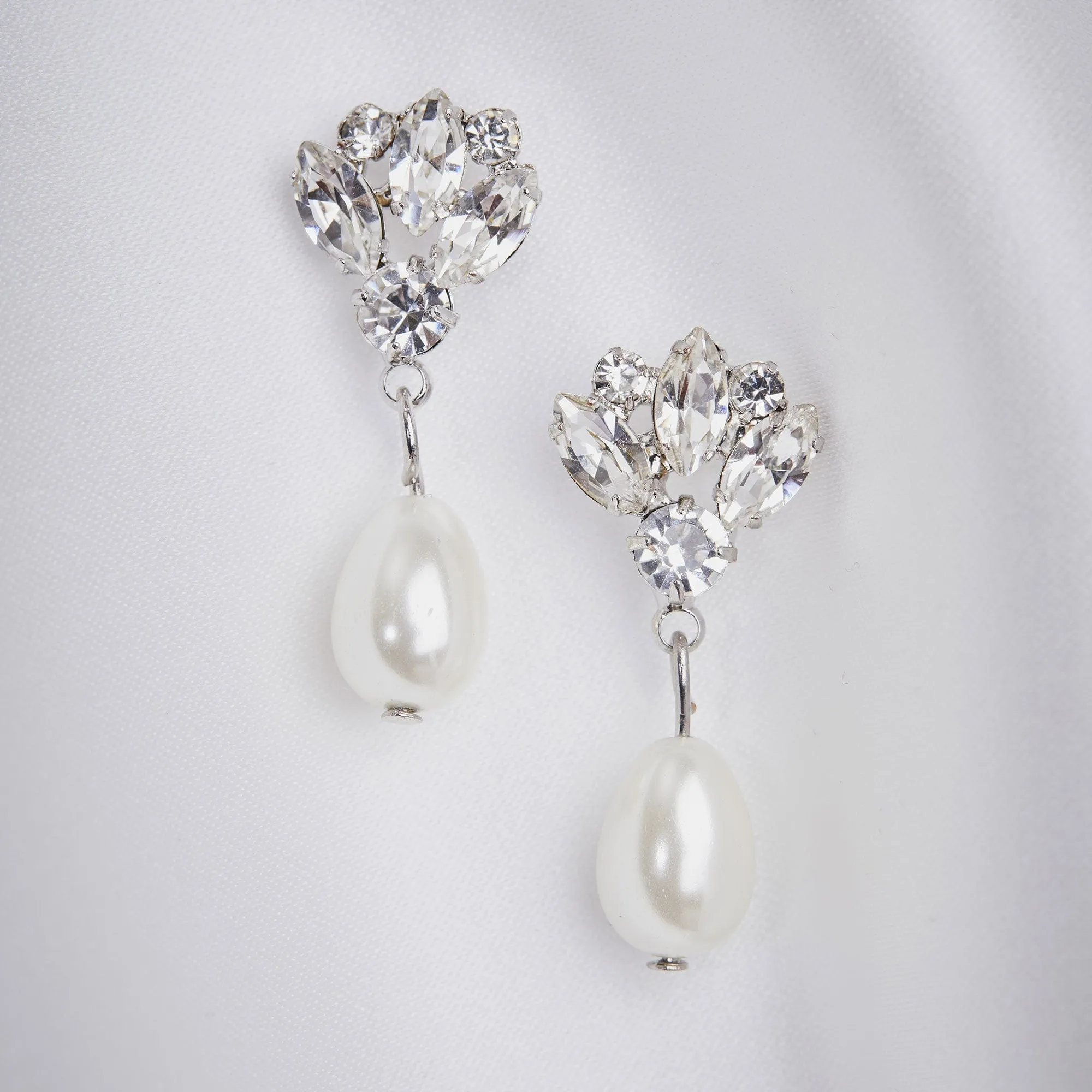 Crystal Pearl Drop Earrings: Bridal Pearl Drop Earrings