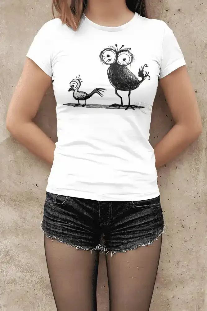 Damen T-Shirt mit Vogelmotiv "Spatzen"