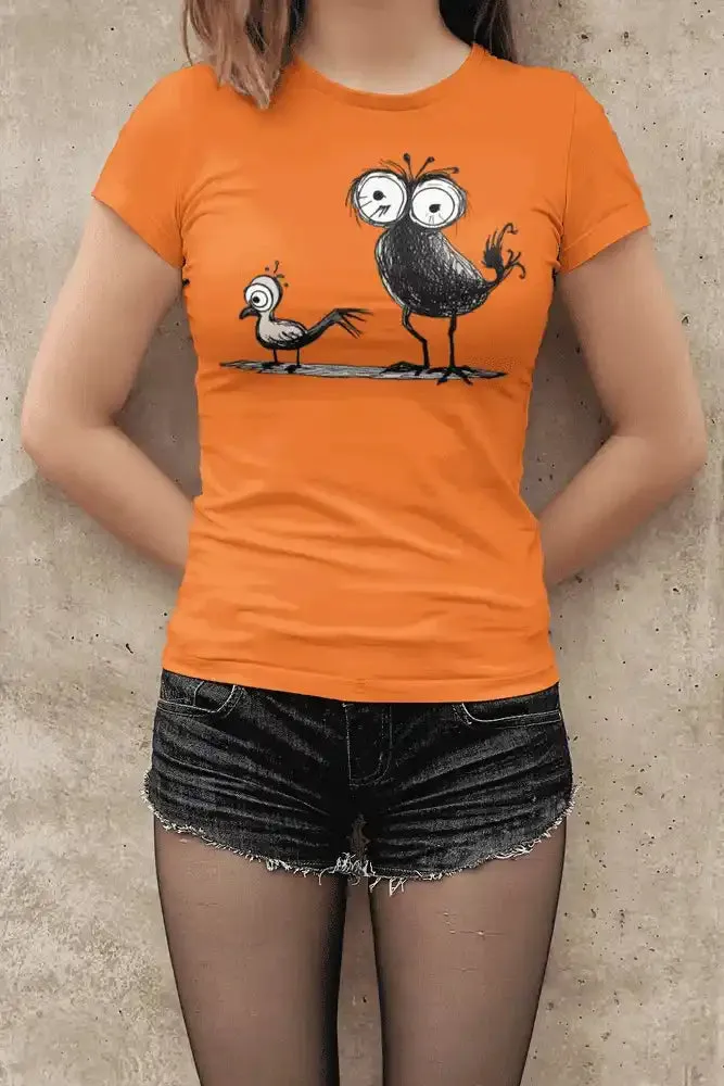 Damen T-Shirt mit Vogelmotiv "Spatzen"