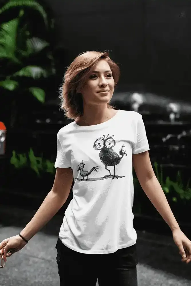 Damen T-Shirt mit Vogelmotiv "Spatzen"