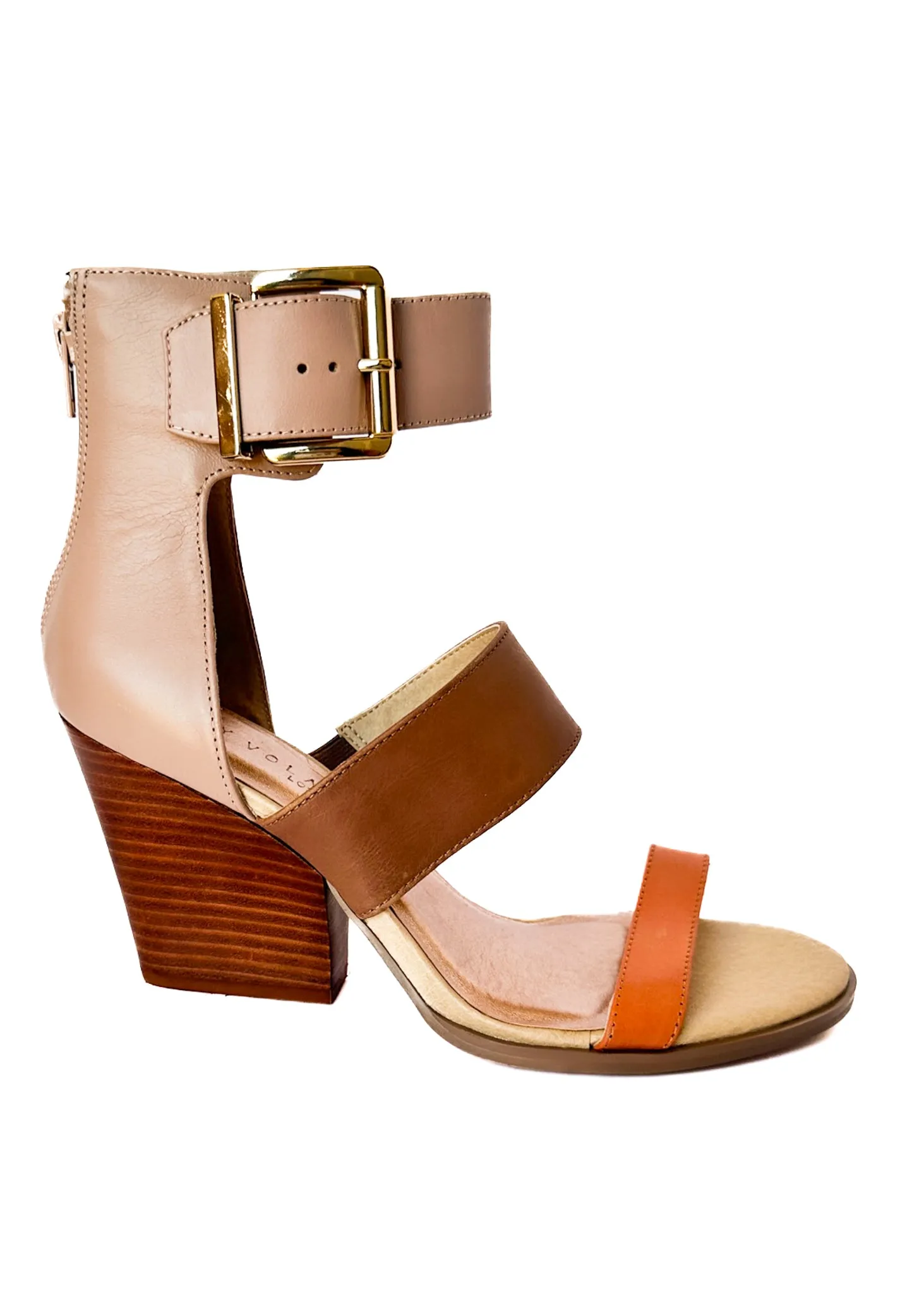 Deanna Heeled Sandal in Tan Multi