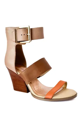 Deanna Heeled Sandal in Tan Multi