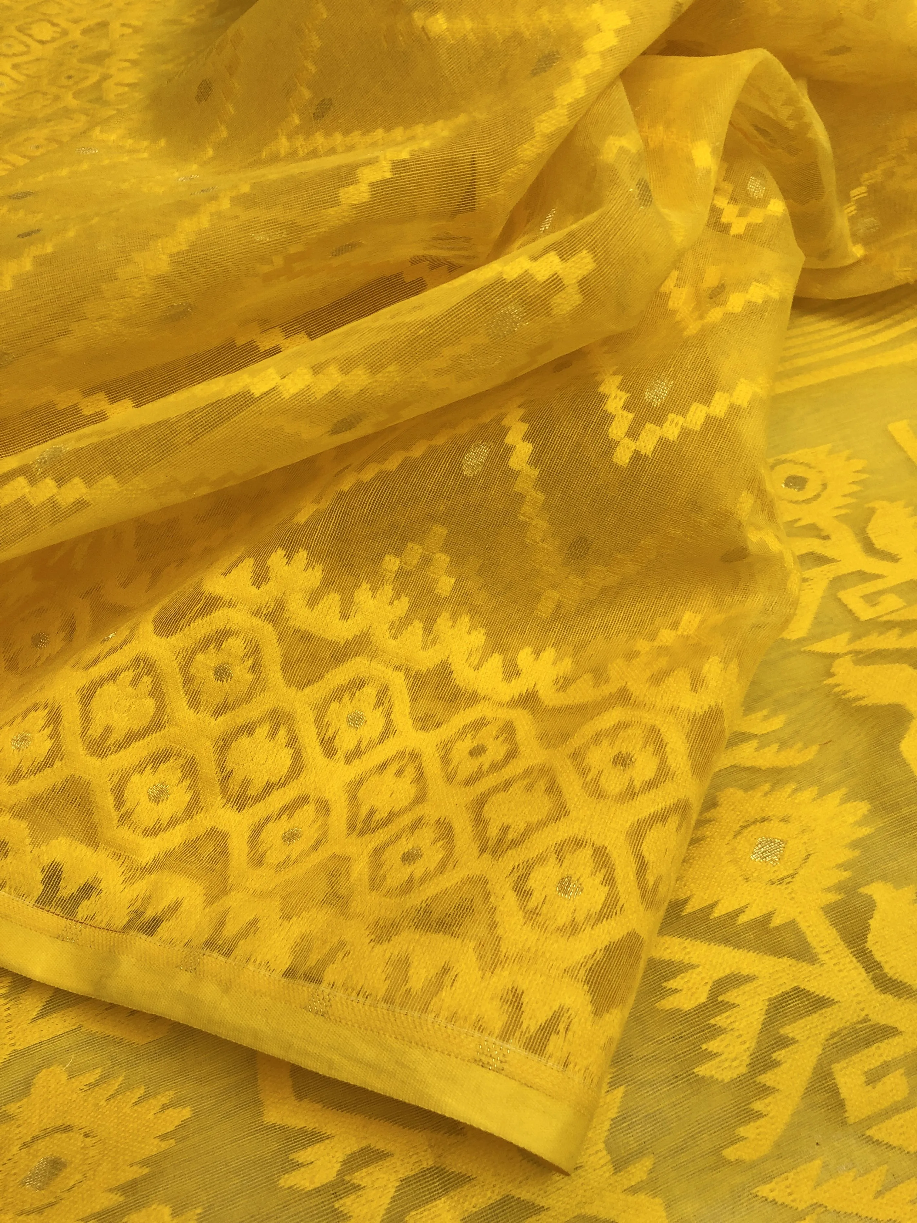 Deep Yellow Color Jamdani Saree