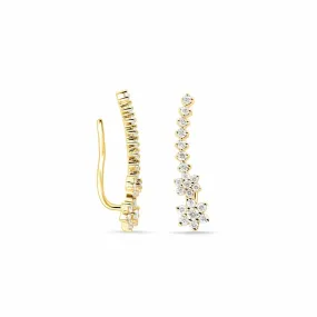 Diamond Flower Ear Climber Earring