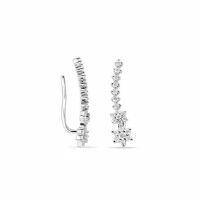 Diamond Flower Ear Climber Earring