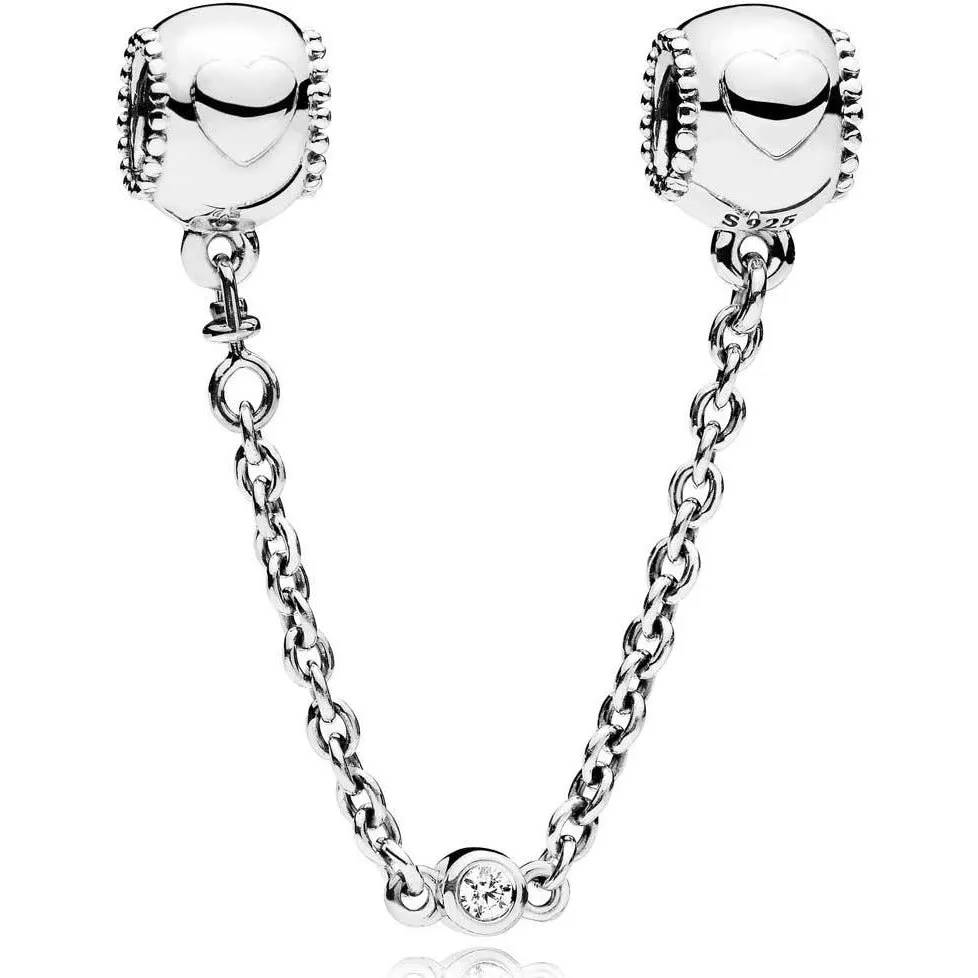 Embossed Hearts Safety Chain Charm 796457CZ