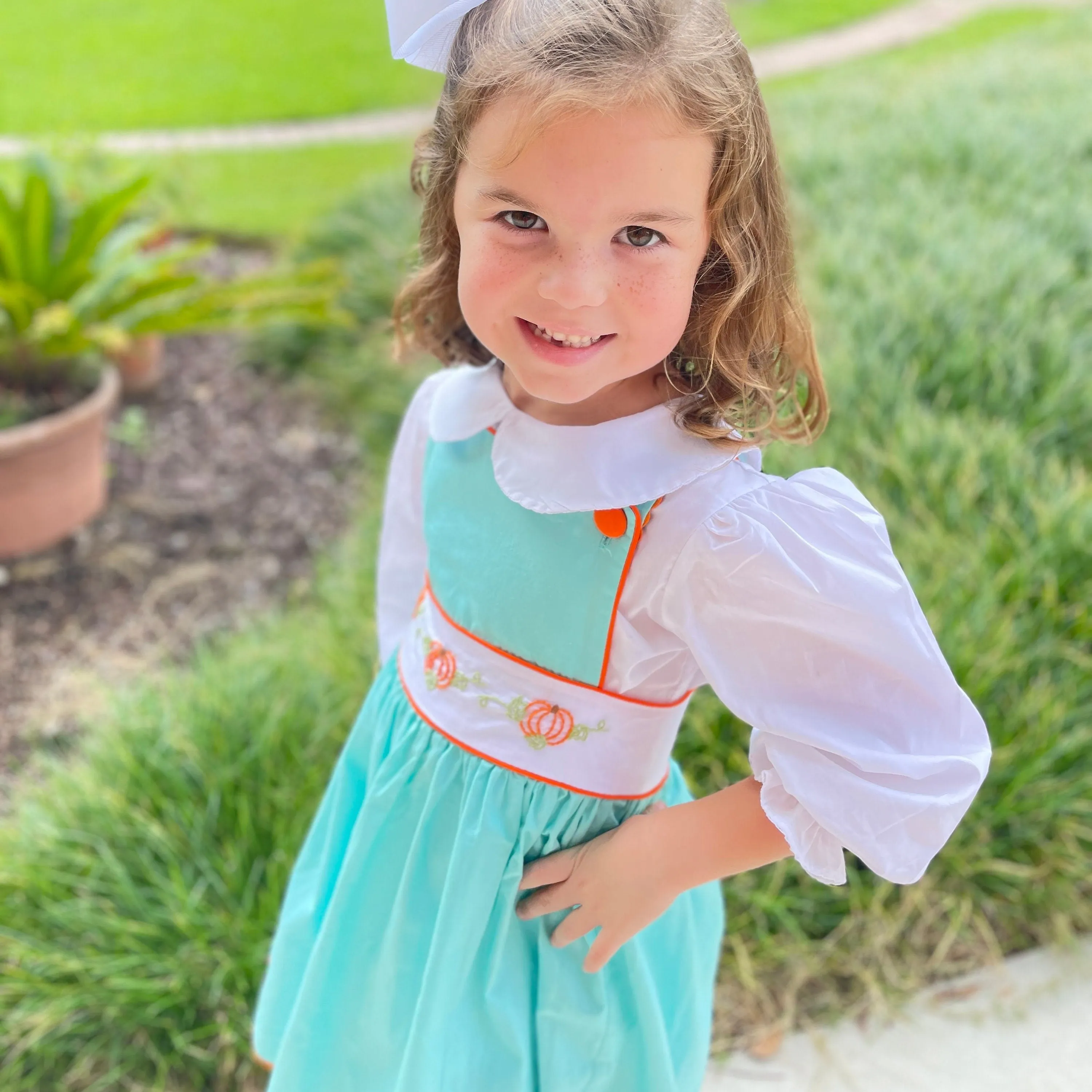 Embroidered Pumpkin Apron Dress