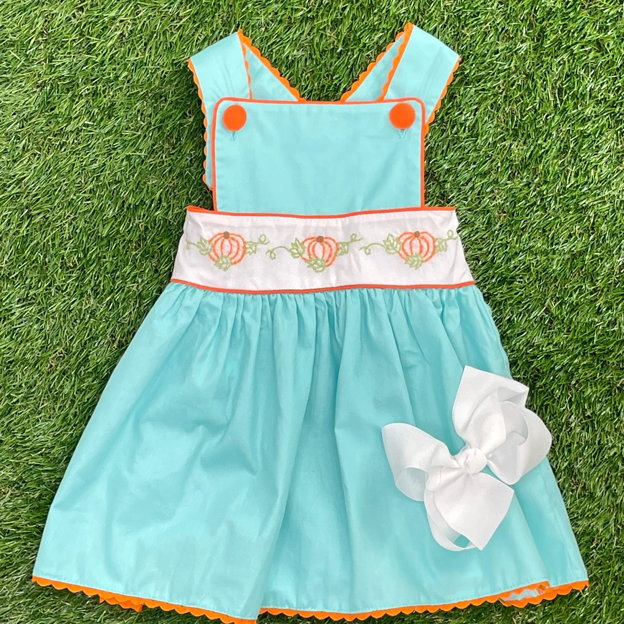 Embroidered Pumpkin Apron Dress