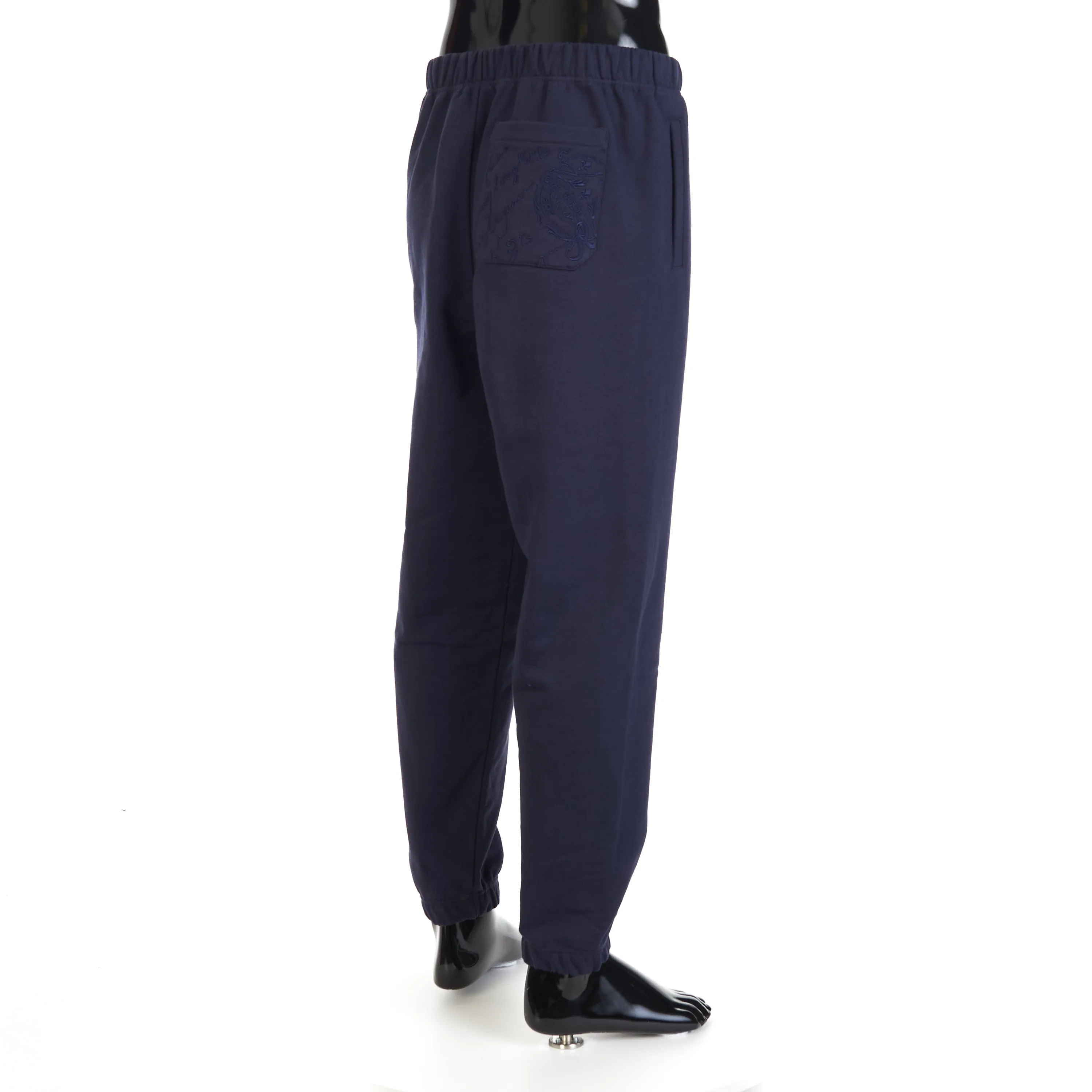 Embroidered Scritto Jogging Trousers - Ink Blue, Fleece Cotton