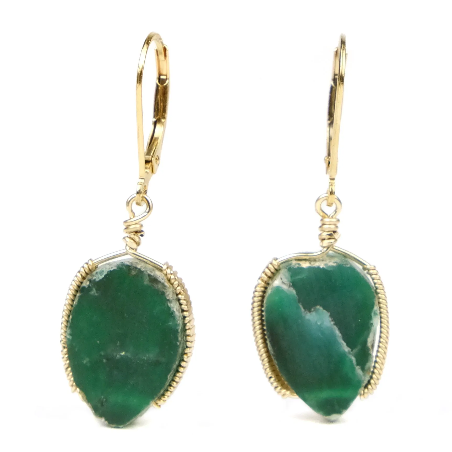 Emerald Earrings with Gold Plated Latch Back Ear Wires