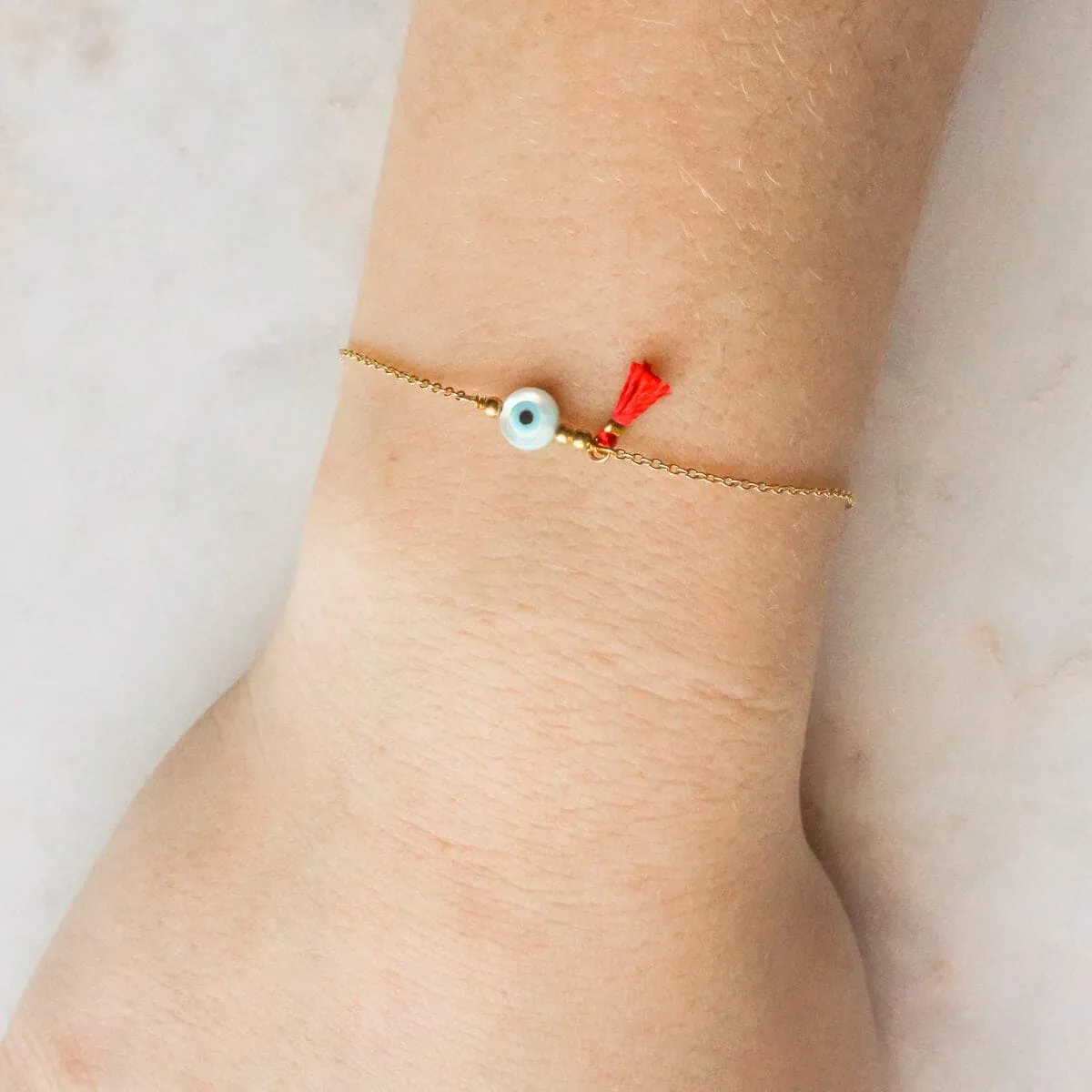 Evil Eye Tassel Bracelet in Gold or Silver