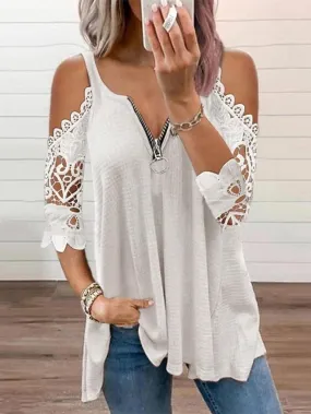 Eye-Catching Heart Pattern Women's Eyelet Top