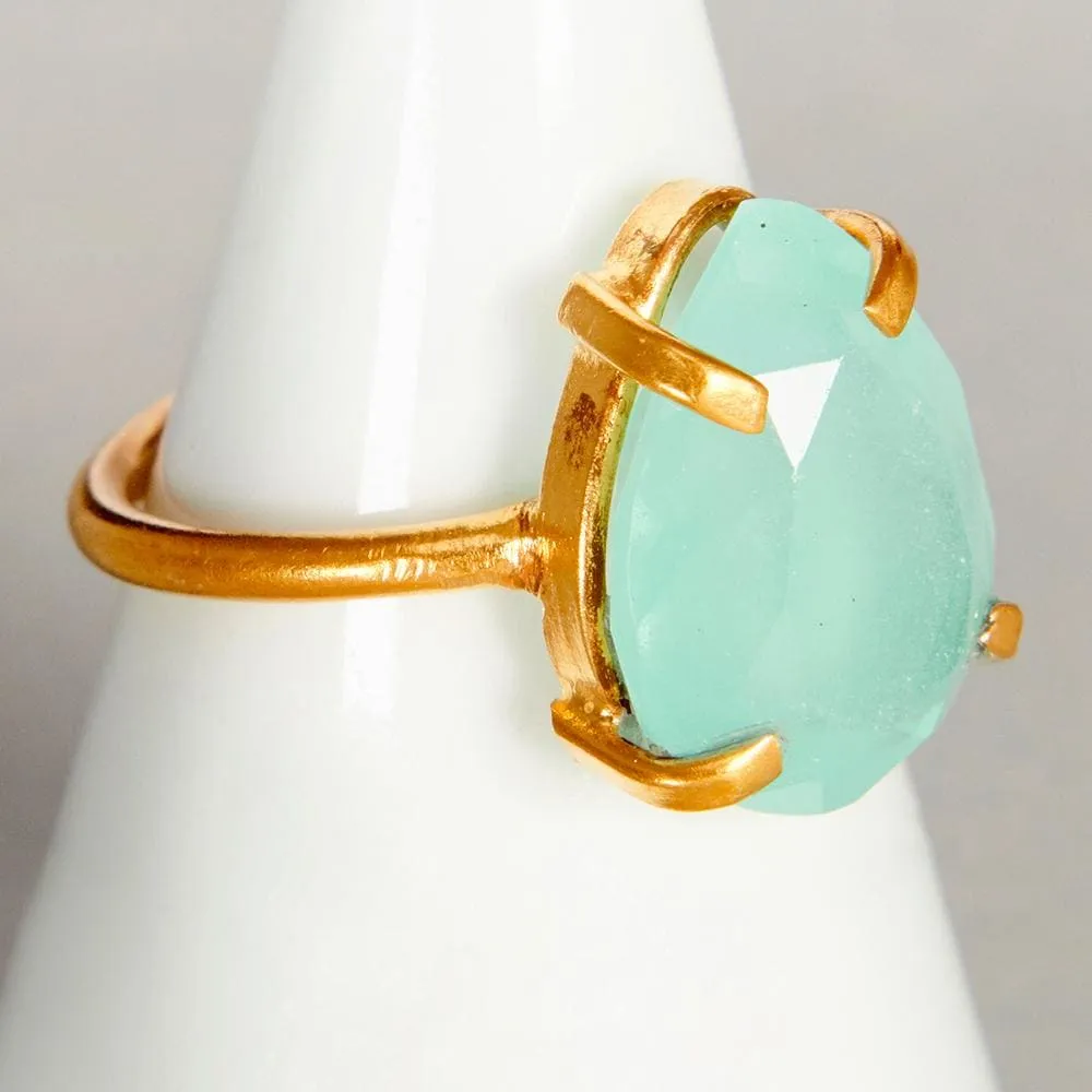 Faceted Chalcedony 925 Sterling Silver, 18K Yellow Gold, 18K Rose Gold Filled Ring, Handmade in India, Gift Jewelry, Gemstone ring