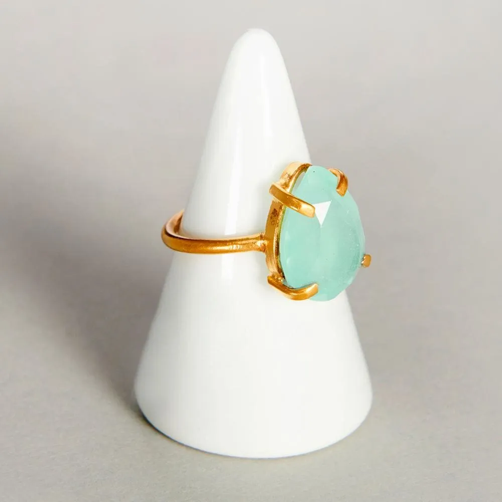 Faceted Chalcedony 925 Sterling Silver, 18K Yellow Gold, 18K Rose Gold Filled Ring, Handmade in India, Gift Jewelry, Gemstone ring