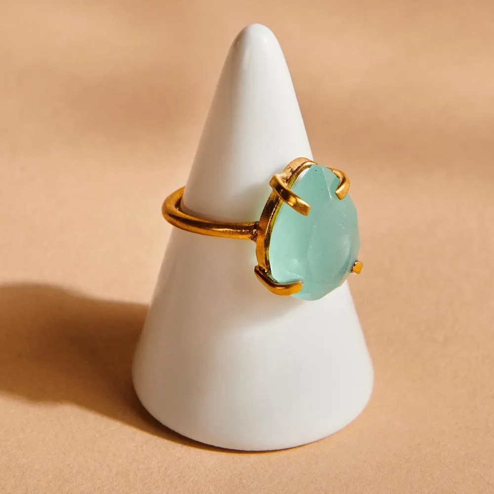 Faceted Chalcedony 925 Sterling Silver, 18K Yellow Gold, 18K Rose Gold Filled Ring, Handmade in India, Gift Jewelry, Gemstone ring