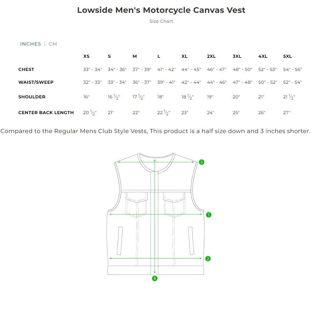 First Mfg Mens Lowside Cropped Concealment Canvas Vest Size XLARGE - Final Sale Ships Same Day