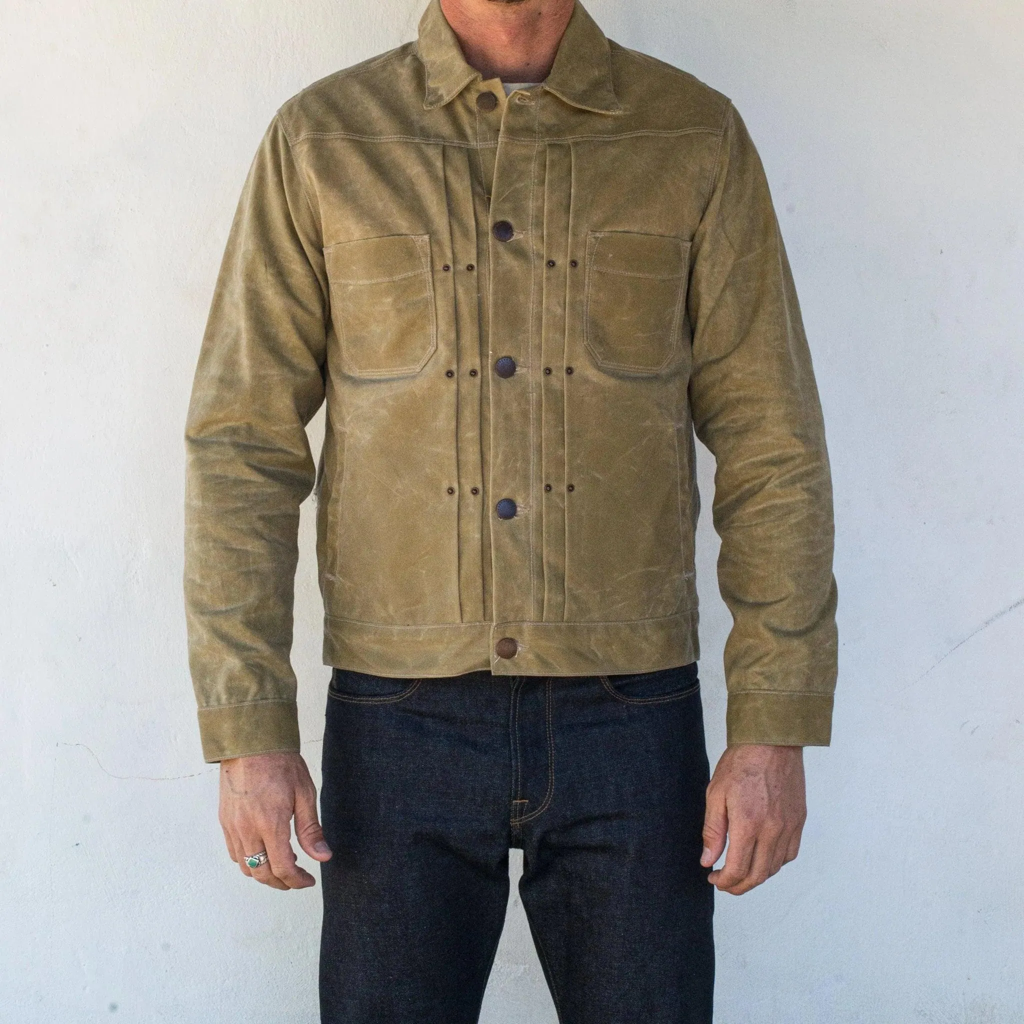 Freenote Cloth - Riders Jacket Waxed Canvas Tumbleweed Red Interior