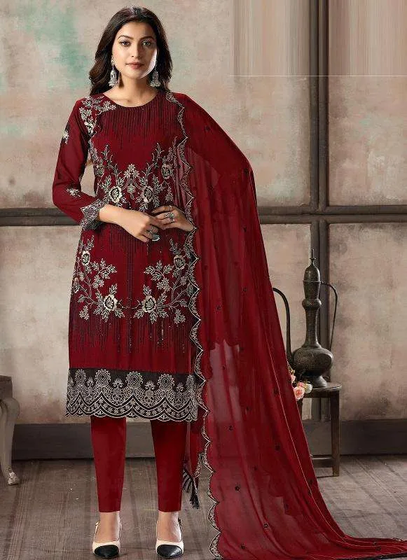 Georgette Hit Original Pakistani Style Festive Party Wear Straight Salwar Kameez