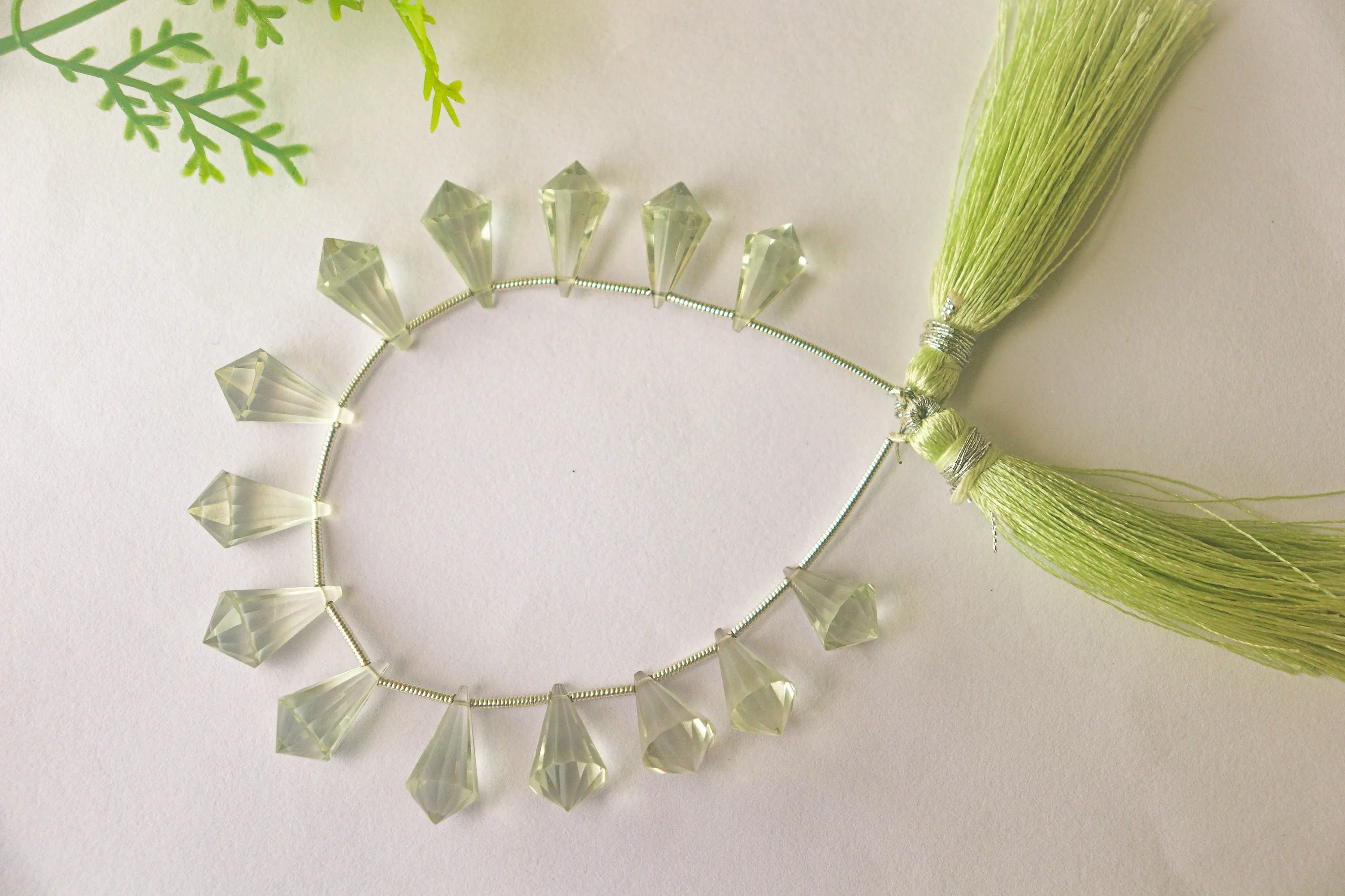 GREEN AMETHYST Drops Faceted Fancy Shape