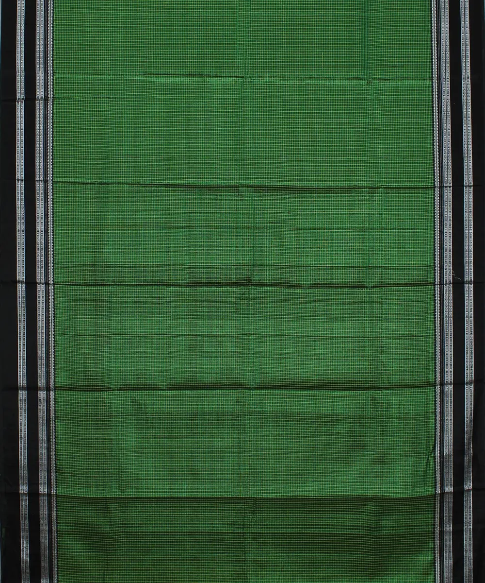 Green checks black gayatri border handloom ilkal cotton art silk saree