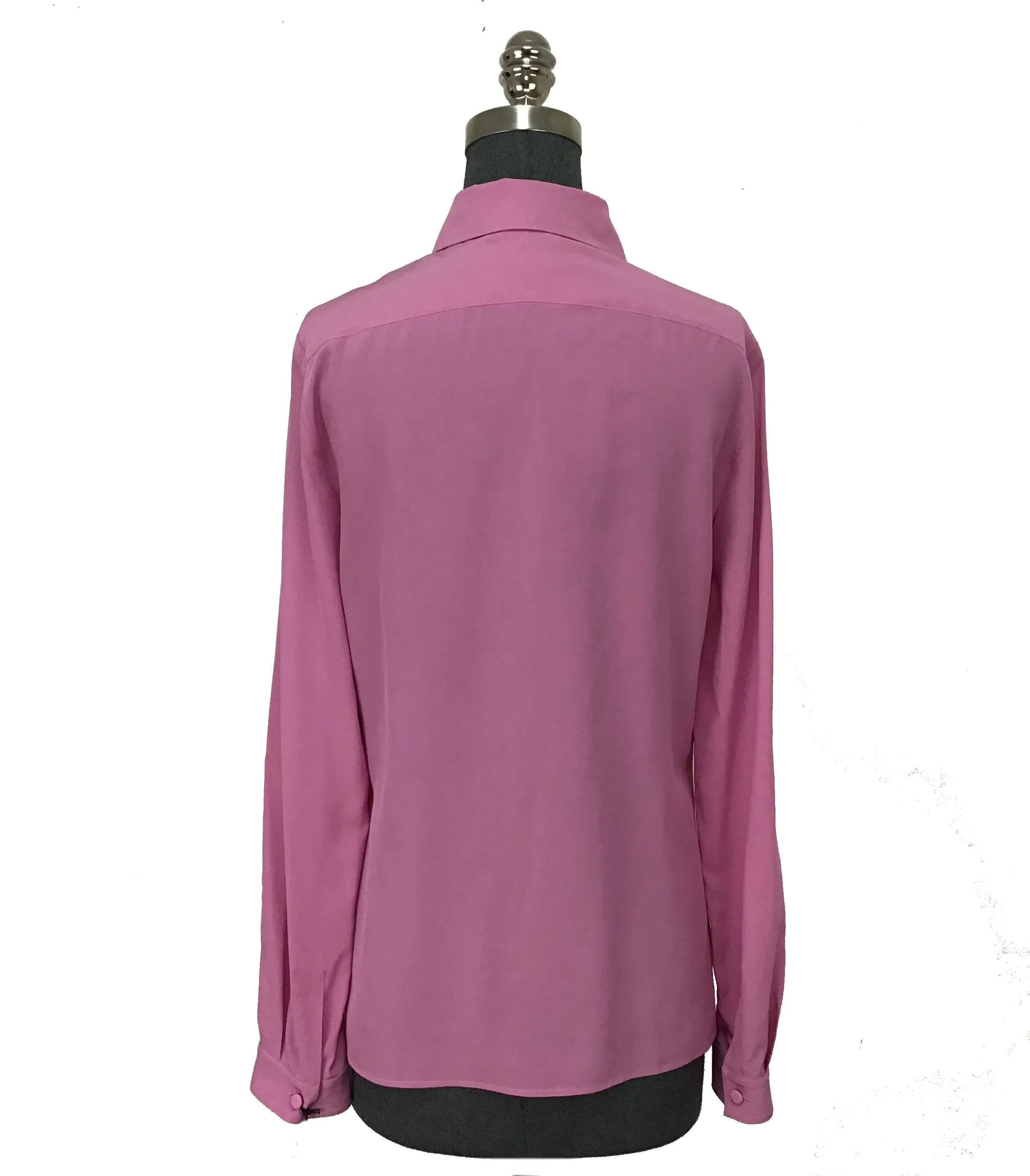 Gucci Pleated-Placket Silk Crepe De Chine Blouse Size M