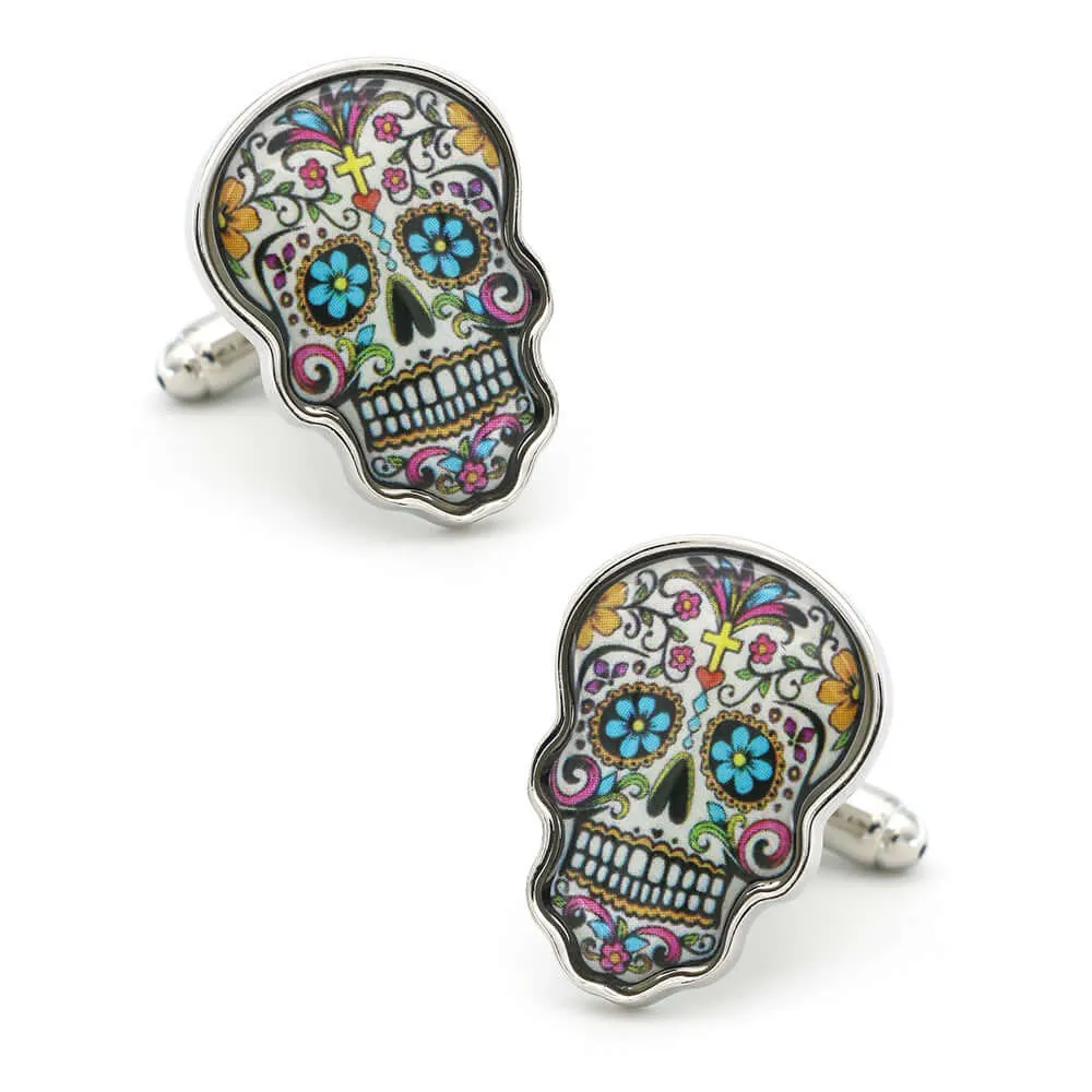 Halloween Colorful Skull Swank Cufflinks