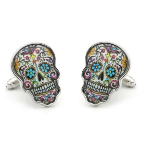 Halloween Colorful Skull Swank Cufflinks