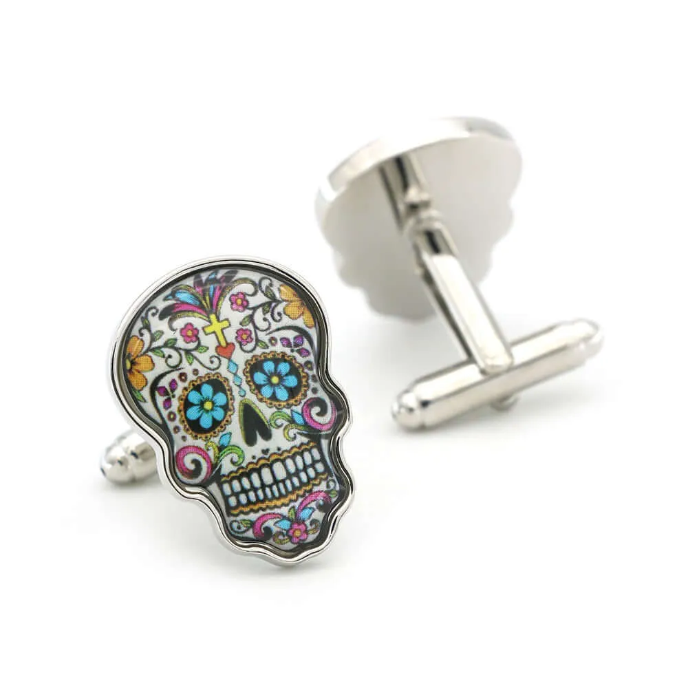 Halloween Colorful Skull Swank Cufflinks