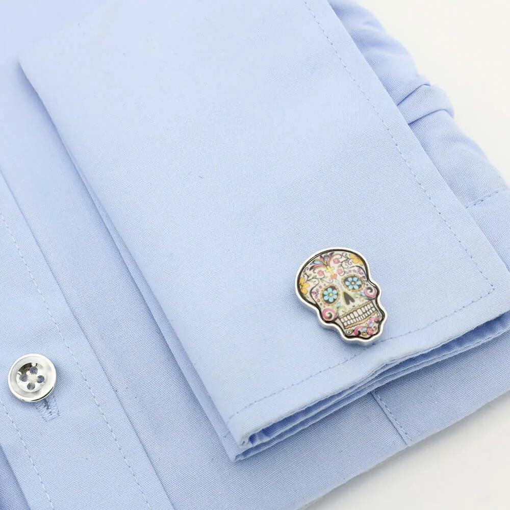 Halloween Colorful Skull Swank Cufflinks