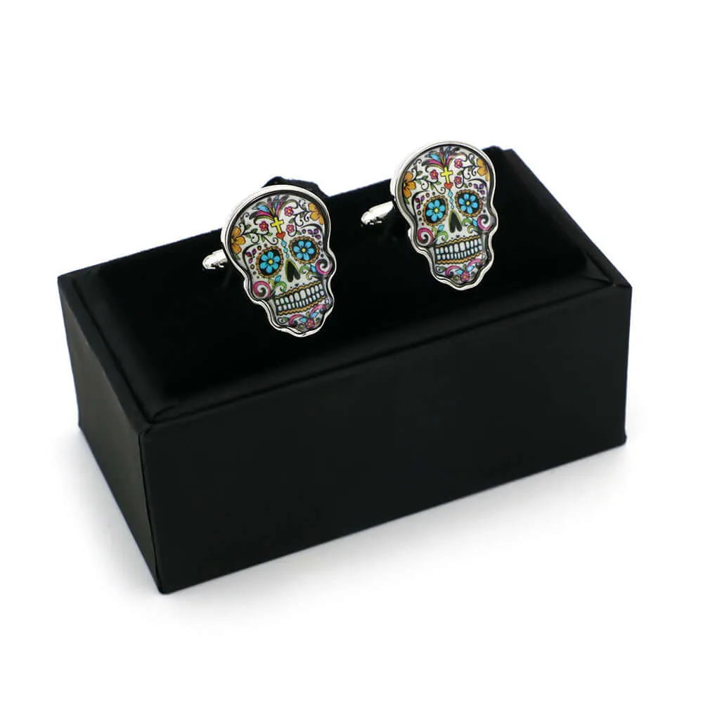 Halloween Colorful Skull Swank Cufflinks