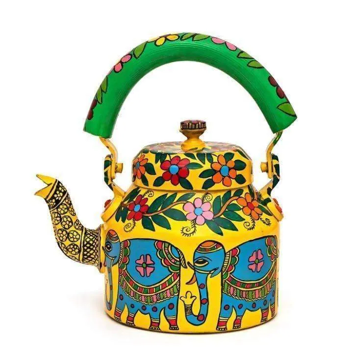 HAND PAINTED TEAPOT: BLUE ELEPHANT