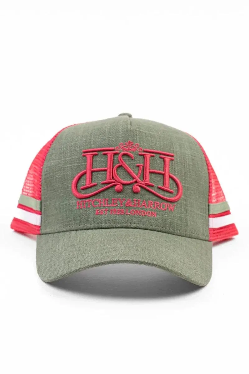 Hitchley & Harrow Trucker Cap Khaki and Watermelon