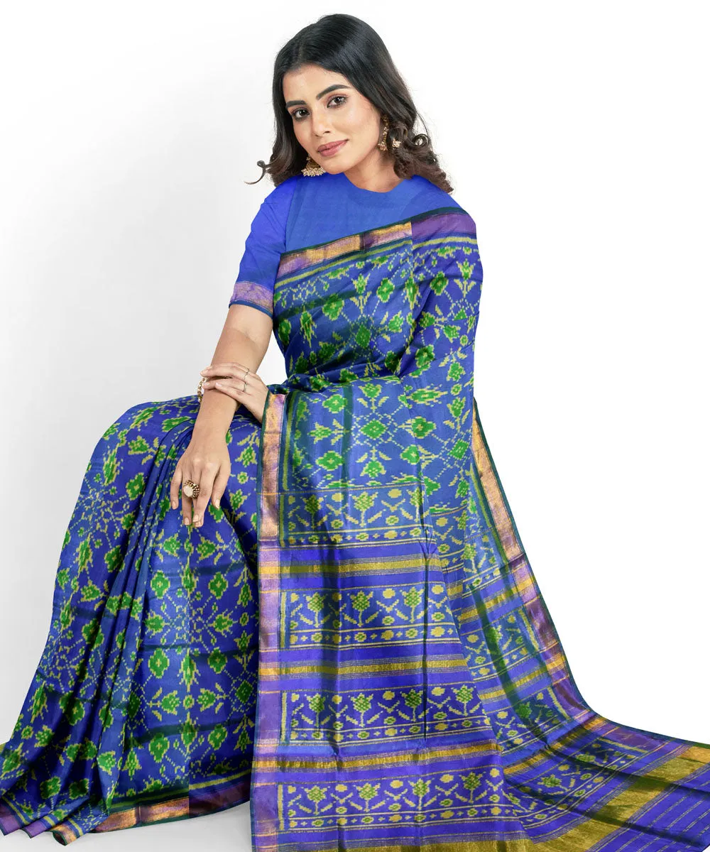 Indigo silk handloom patola saree