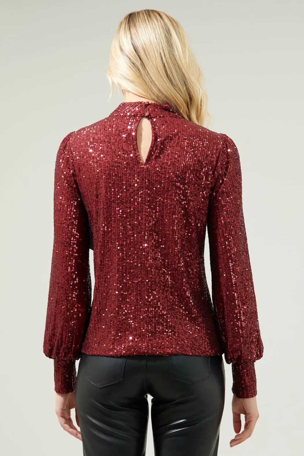 Isabella Sequin Mock Neck Blouse