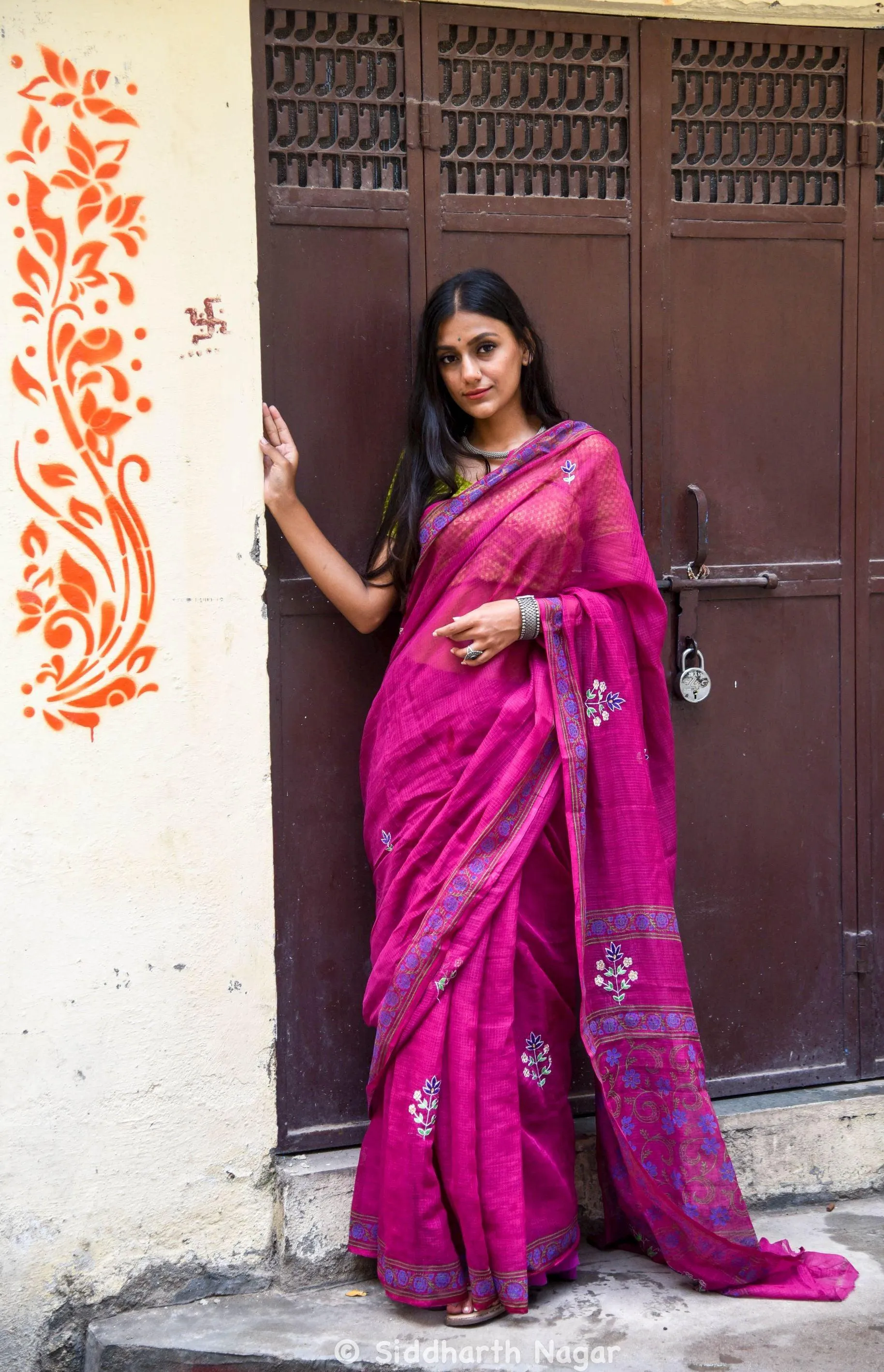 Kaisori Kota saree - Nishika embroidered and handblockprinted Kota saree