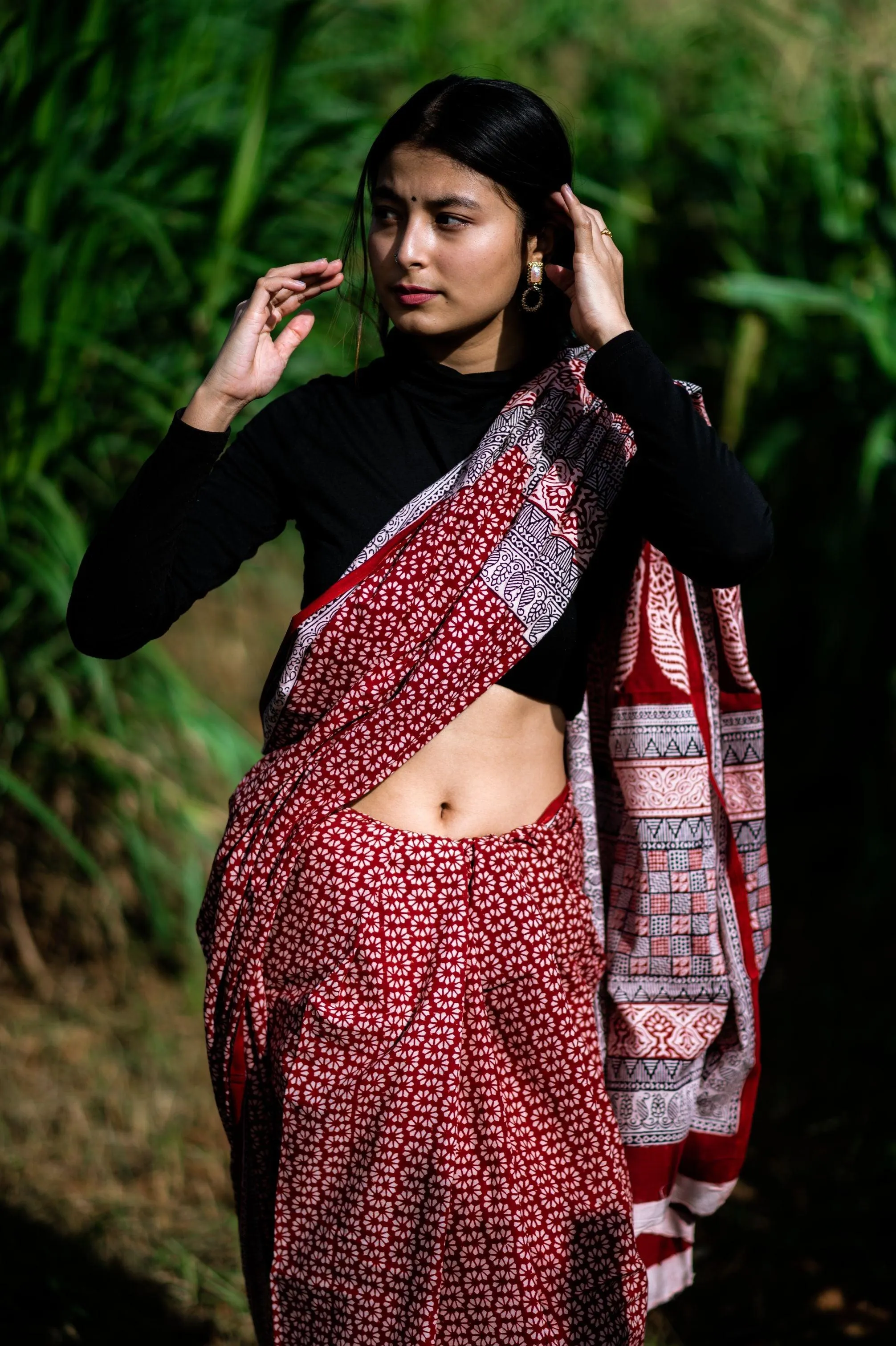 Kaisori Nandana - Leher Bagh handblockprinted cotton saree