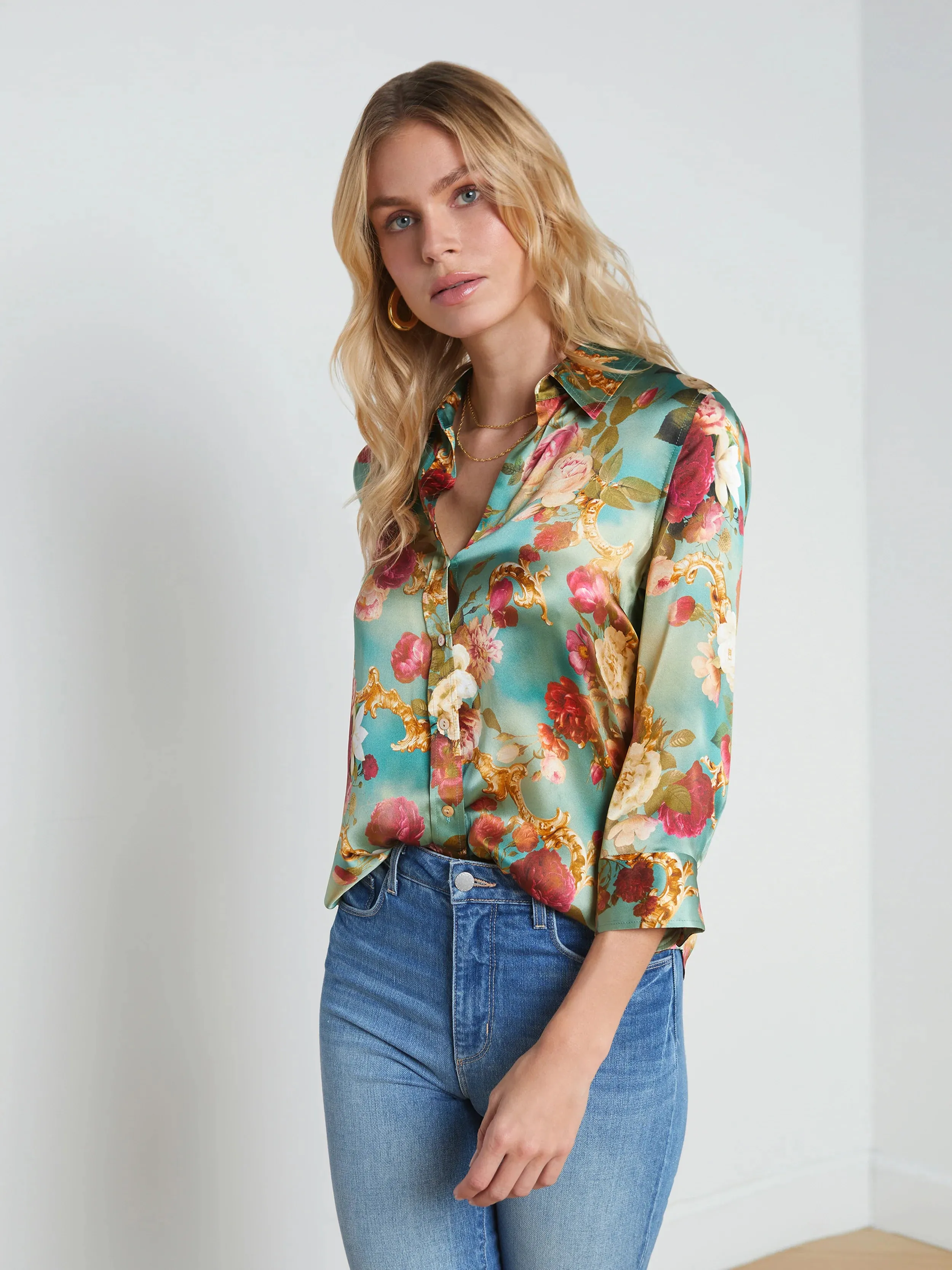 L’agence - Dani Silk Blouse - Small Multi Rococo