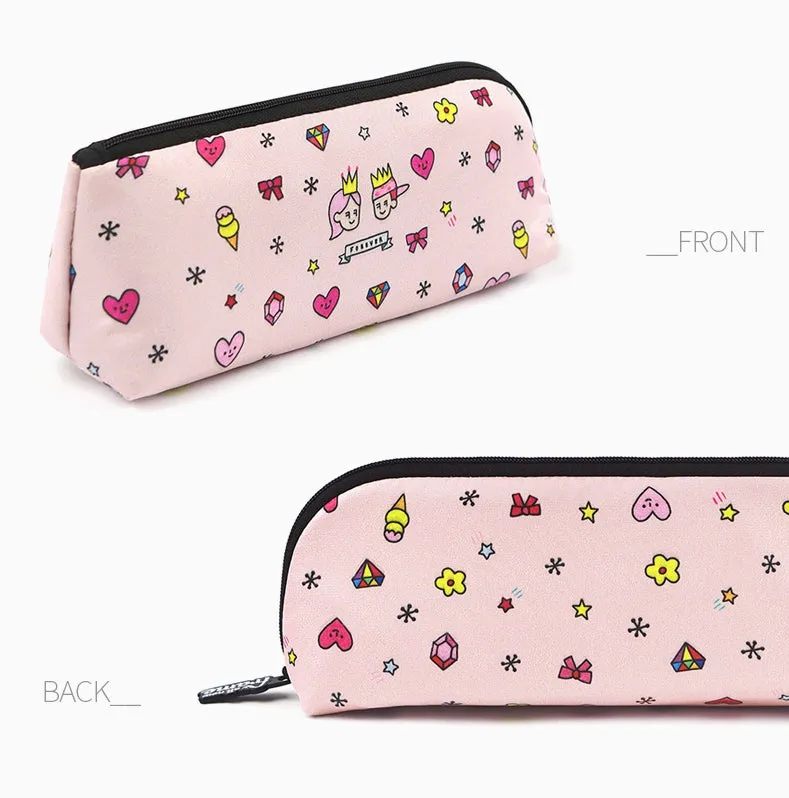 Light Pink Graphic Pencil Cases Stationery Zipper School 19cm Office Cosmetics Pouches Artists Designer Prints Gifts Bags Purses Students Girls Cute Teens