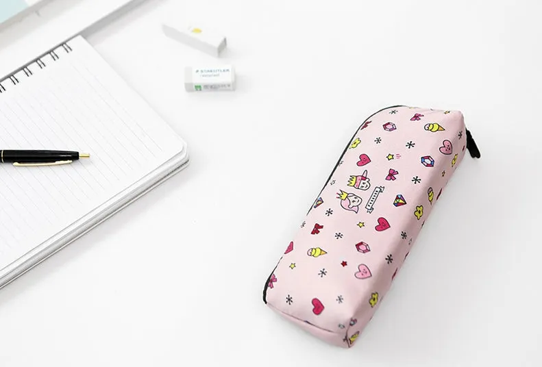 Light Pink Graphic Pencil Cases Stationery Zipper School 19cm Office Cosmetics Pouches Artists Designer Prints Gifts Bags Purses Students Girls Cute Teens