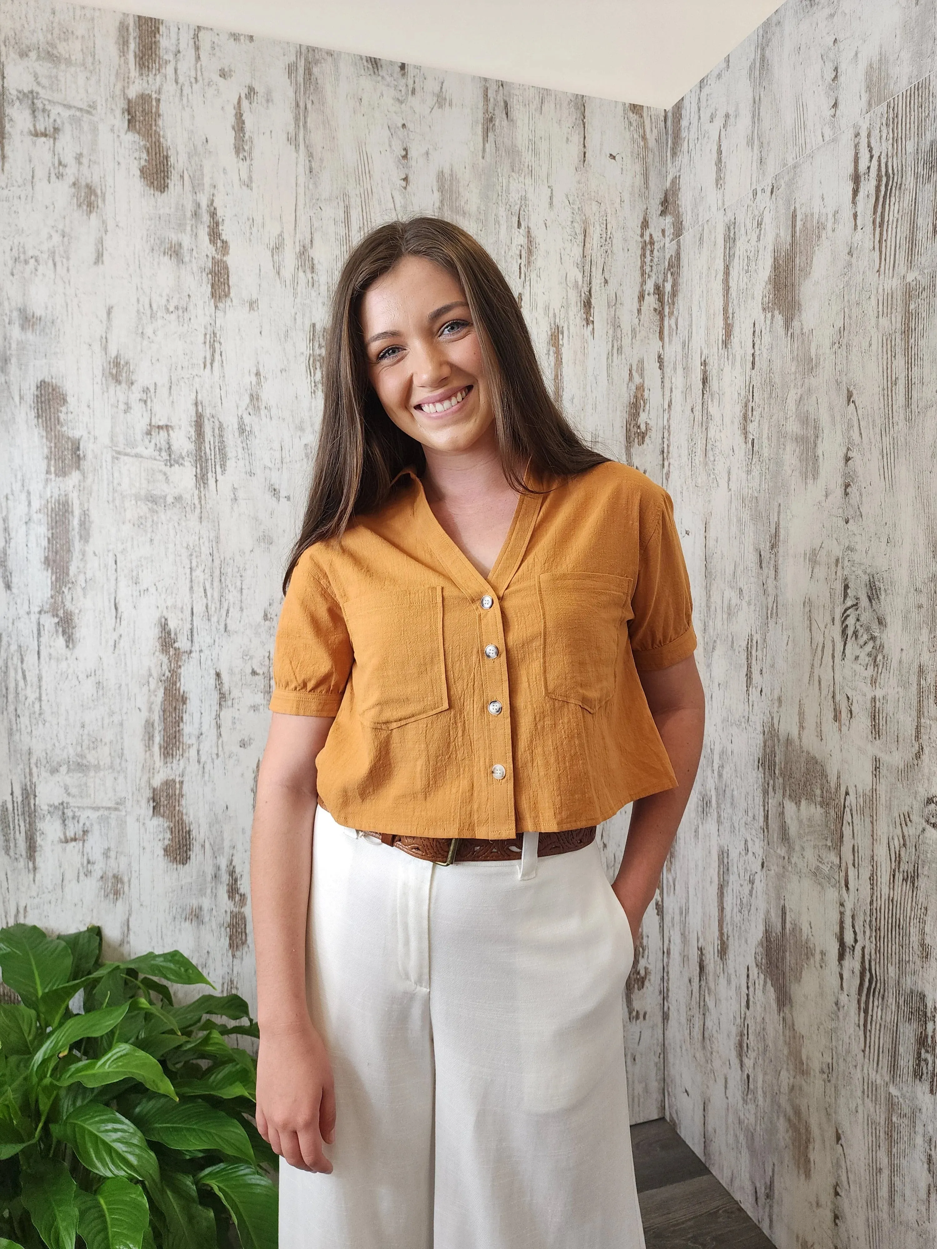 Mason Cotton Top Blouse - Mustard