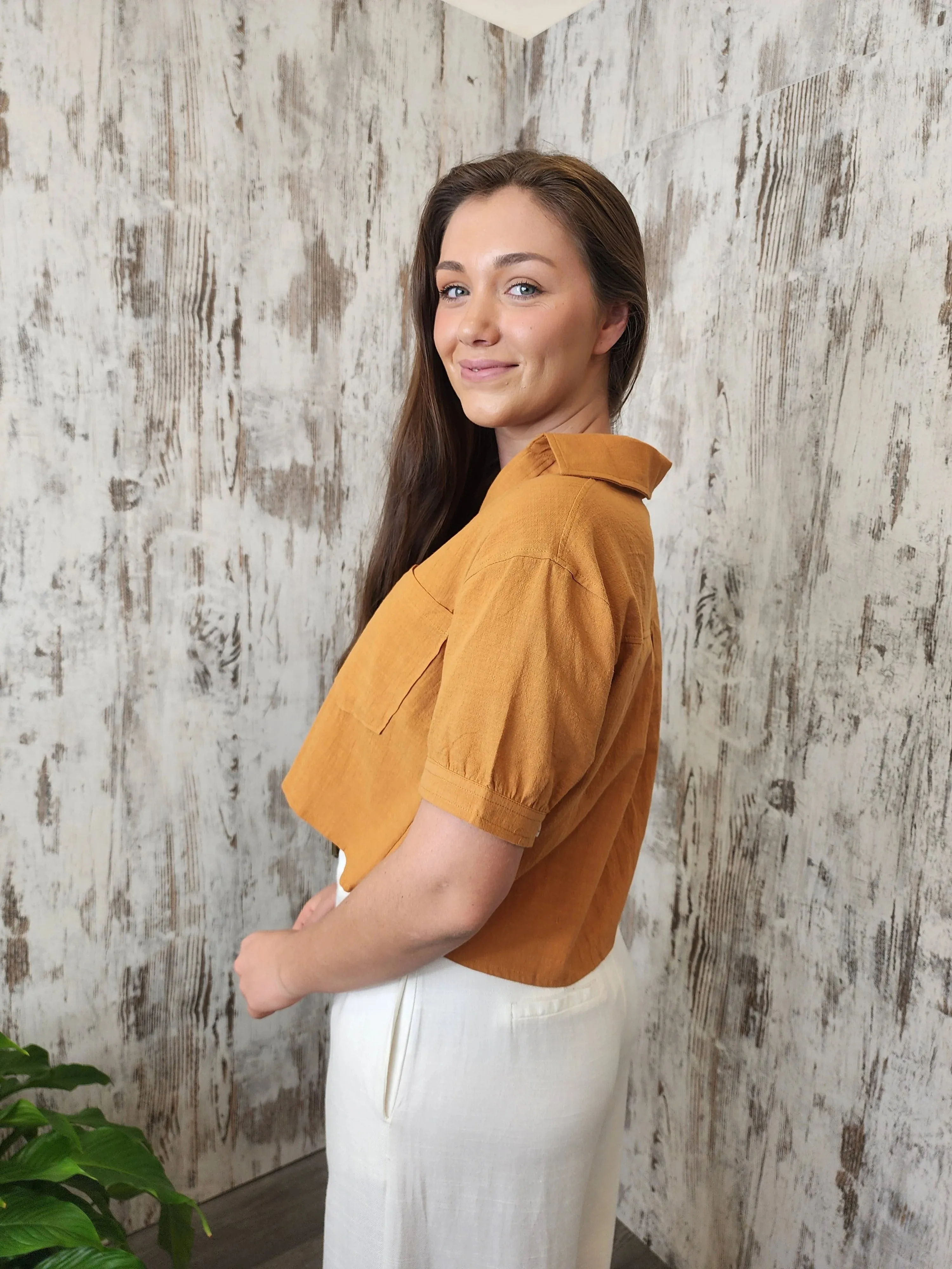 Mason Cotton Top Blouse - Mustard